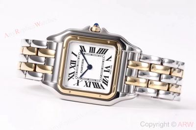 Copy Cartier Panthere De 2-Tone White Dial Watch Swiss Quartz Movement